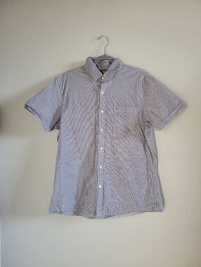 Apt. 9 Short Sleeve Button-Down Shirt Blue White Microprint Mens Large Slim